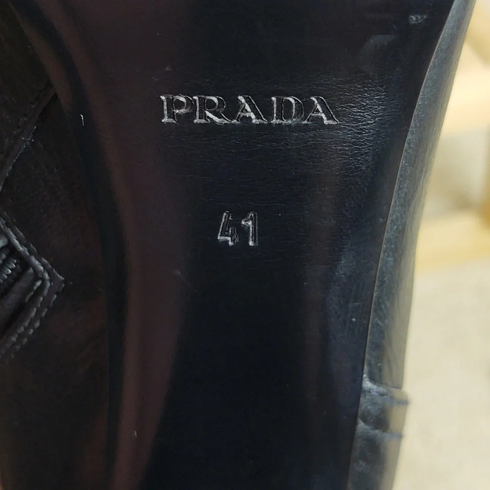 🖤♥️PRADA♥️🖤Lug Sole High Heel Black Deerskin Boot, size 41 (US 11), 🆕 - Picture 13 of 16